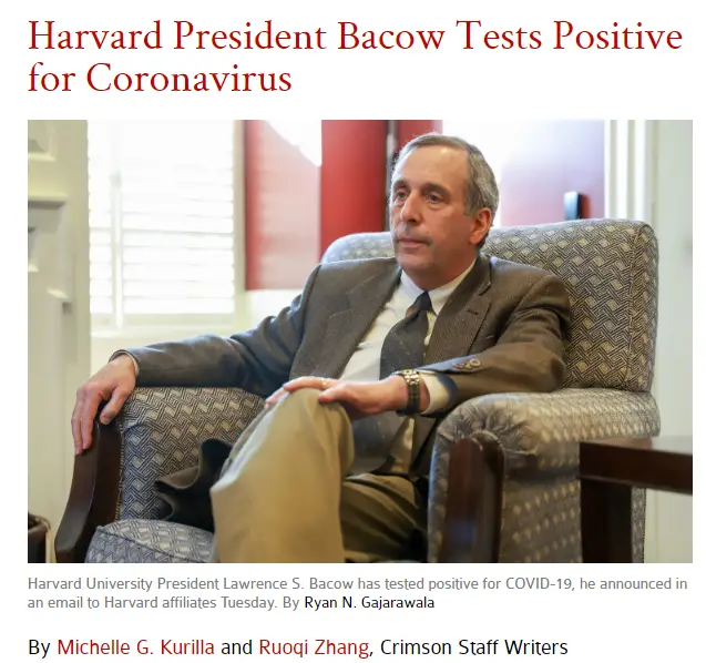 Harvard President Coronavirus