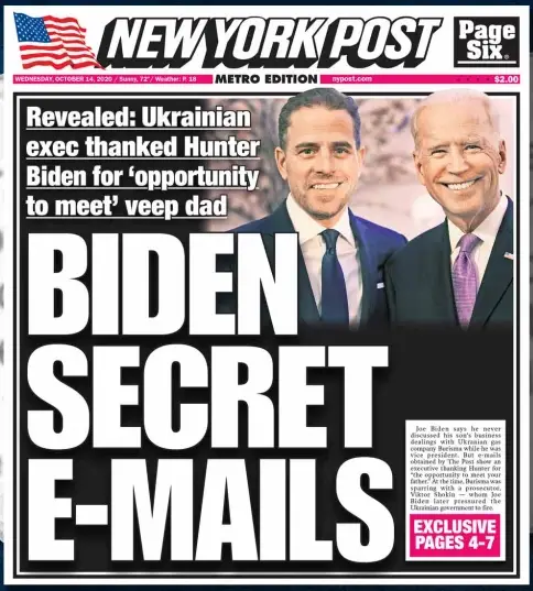 Biden Secret Emails - NY Post