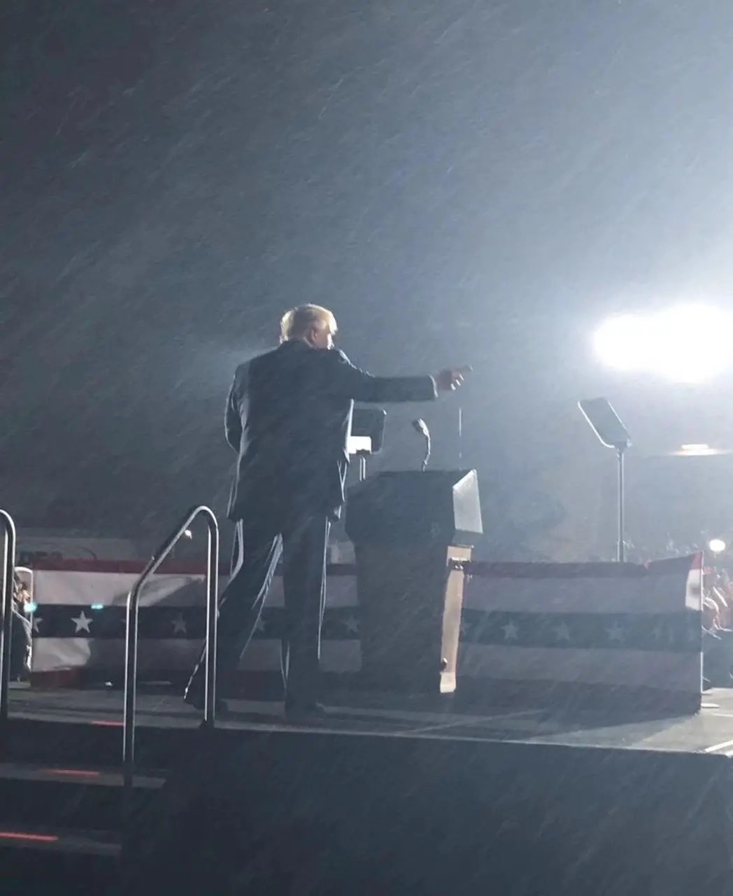Trump in the rain
