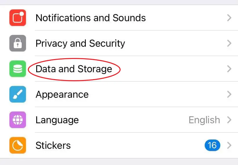Telegram Data and Storage Settings