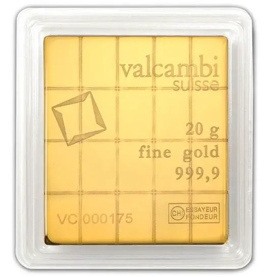 Valcambi Suisse Gold Bar 20g in Assay